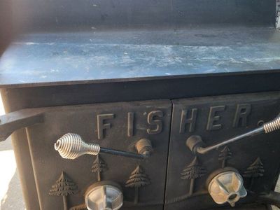 Vintage Fisher Double Door Cast Iron Wood Burning Stove