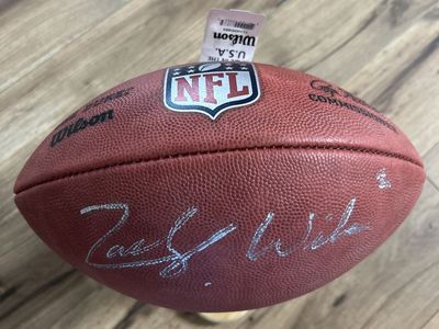 BYU Cougars Superstar Autographed Zach Wilson Wilson 'The Duke' NFL Game Football - Beckett Authenticated New York Draft Night