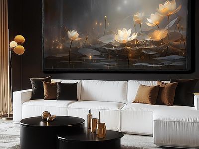 New White Floral Wall Decor Gold Botanical Canvas Paintings Modern Artwork