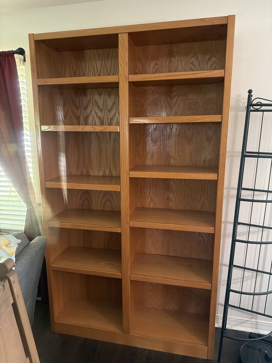 Wooden Bookcase 6-Tier Double Column Book Shelf Storage Unit