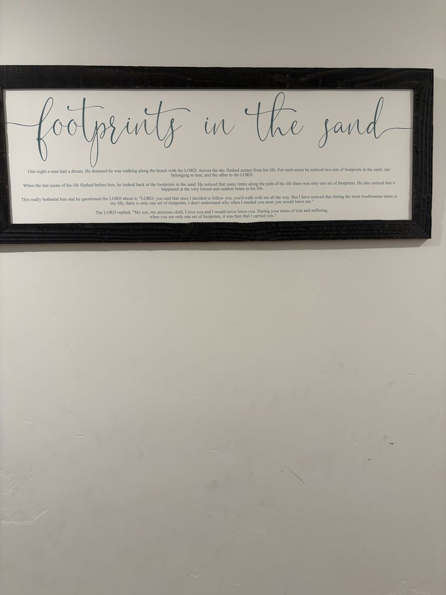 Footprints in the sand framed picture