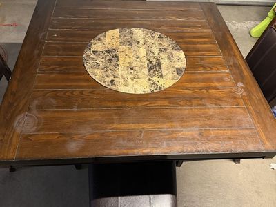Table with 4 chairs and lazy Susan in the middle