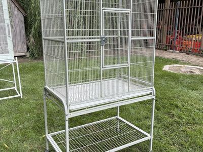 Large Metal Bird Cage with Rolling Stand.