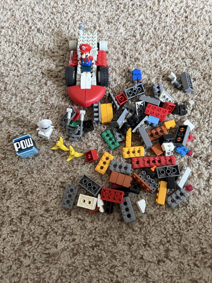 LEGO Super Mario Mario Kart Racer Building Set - Partially Built with Extra Pieces