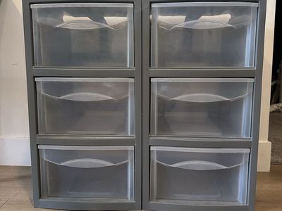 SET OF 2 Sterilite Plastic 3-Drawer Organizer - Gray