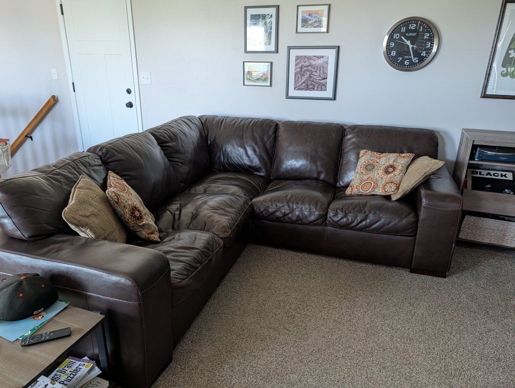 real leather sectional couch