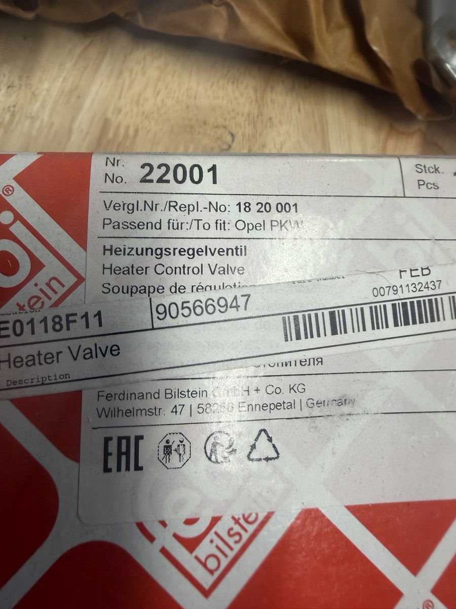 Bilstein E0118F11 Heater Control Valve Saab 1999-2009 various models