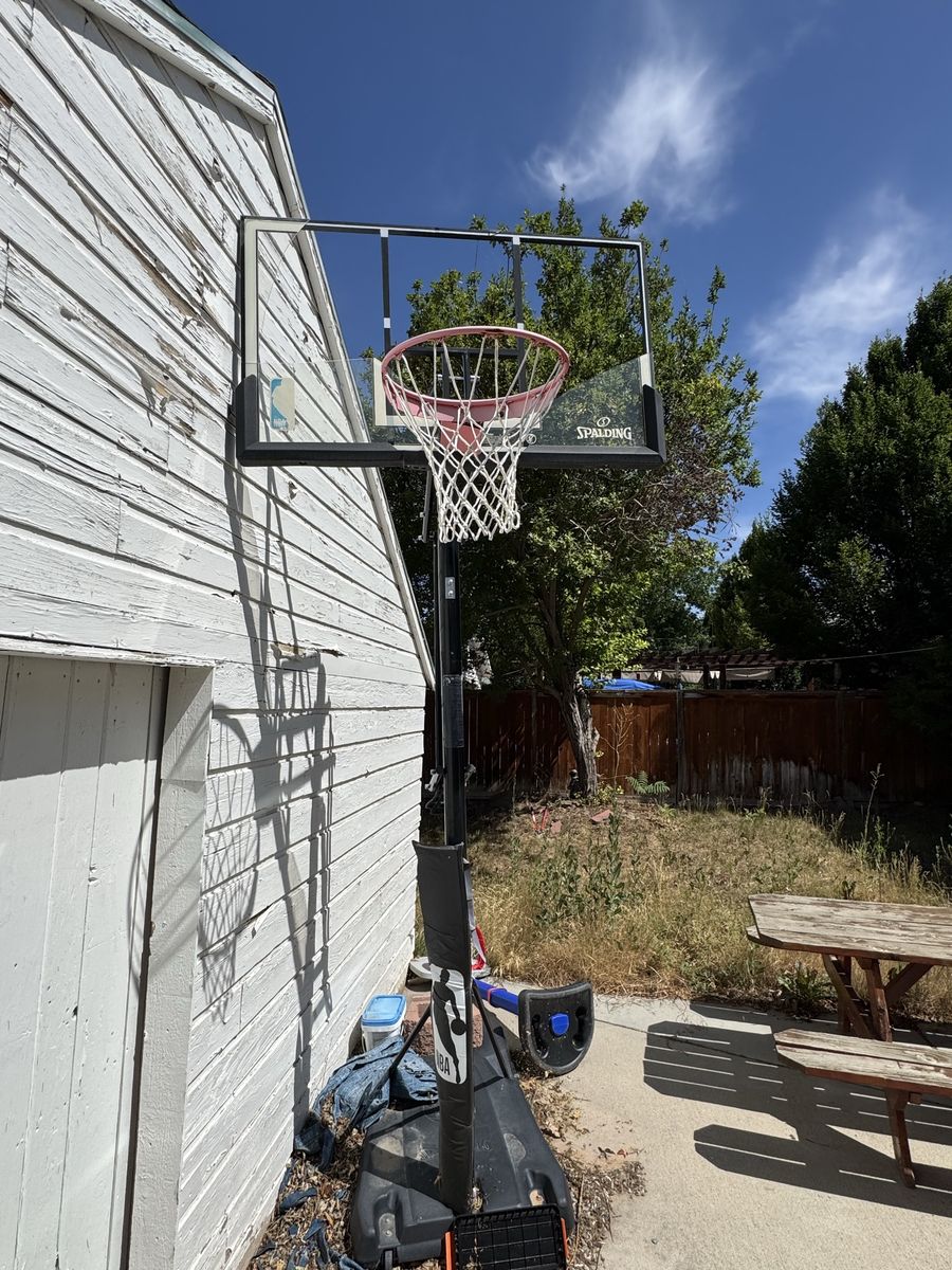 Free Spalding NBA Portable Basketball Hoop System with Adjustable Height (broken) Backboard
