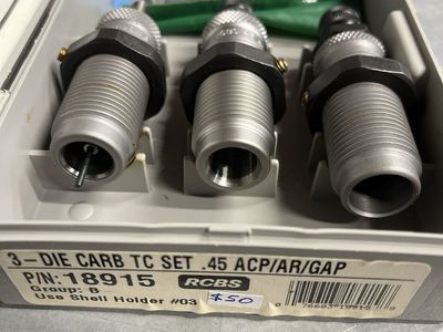 RCBS 3-Die Carbide TC Set .45 ACP/AR/GAP.