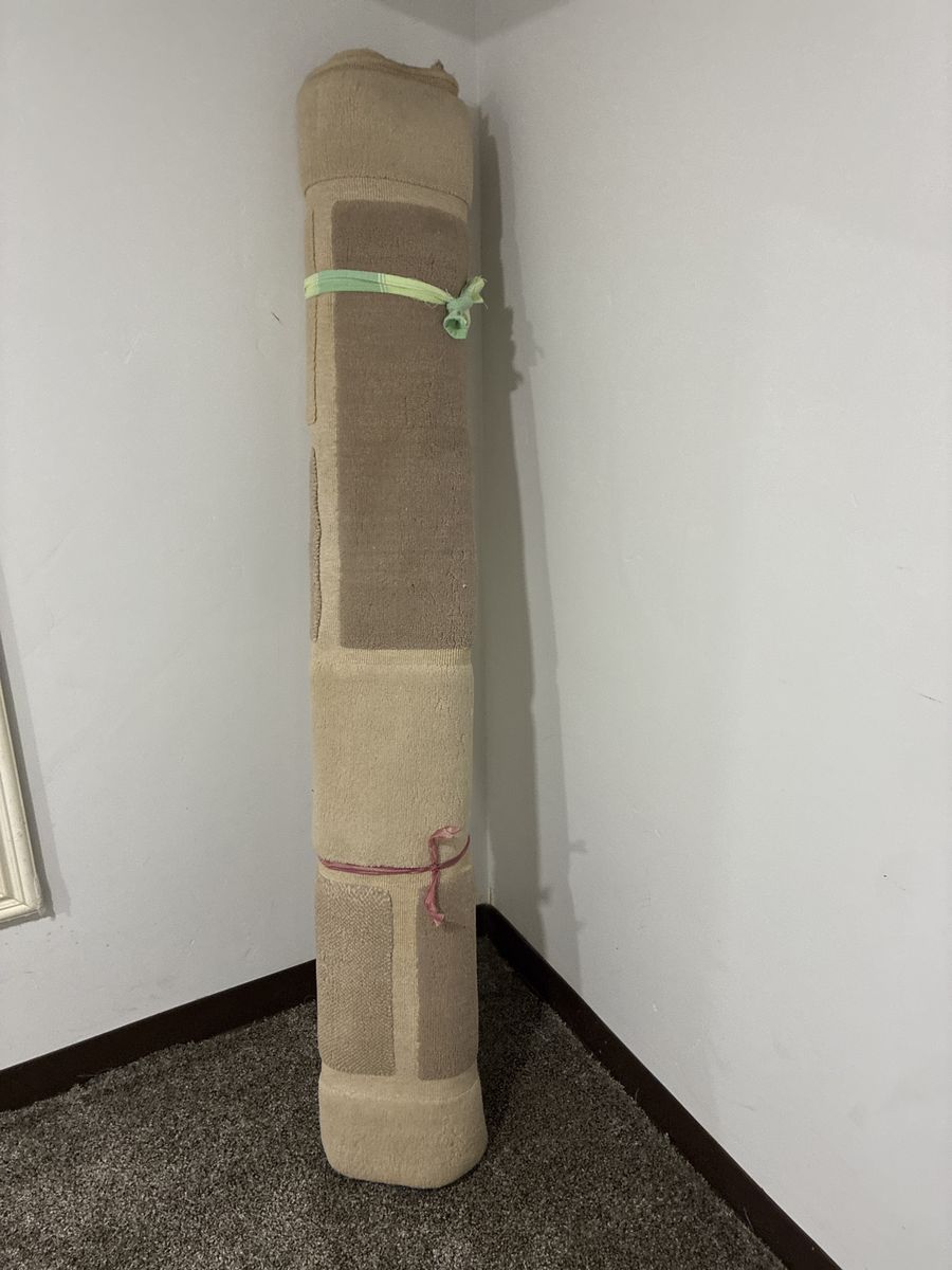 Tan and Beige Rolled Area Rug/Carpet - Patterned excellent condition no stains, durable heavy duty washable.. it’s great deal !
