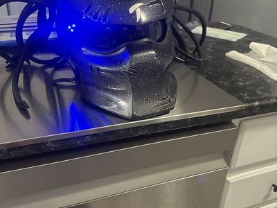 Custom Predator Style Full Face Motorcycle Helmet with Blue LED Accent Lights