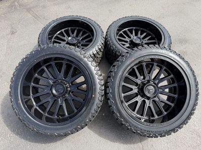New 33x12.50r22 Terramax RT Black Fittipaldi FA15 -44 et 8x6.5 Dodge Ram Cummins Chevy Silverado Duramax GMC 3 Peak Snow Rated