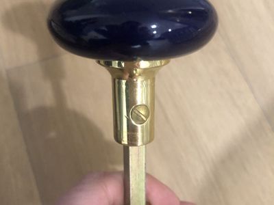 Vintage-Style Blue Ceramic & Brass Door Knobs - Pair for Interior Doors