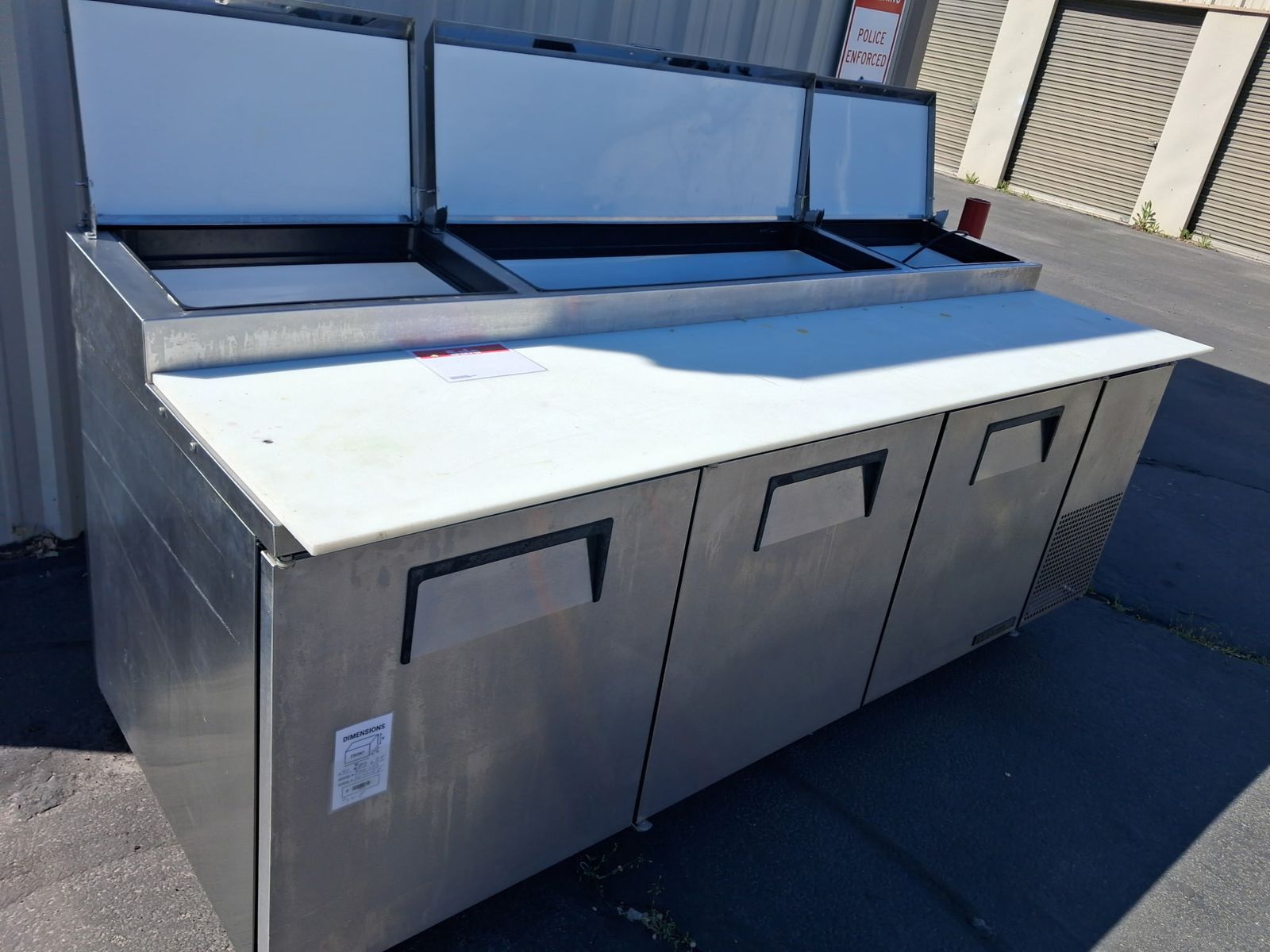 Commercial Refrigerated Prep Table 3-Door Stainless Steel Worktop Cooler Used Excellent Condition