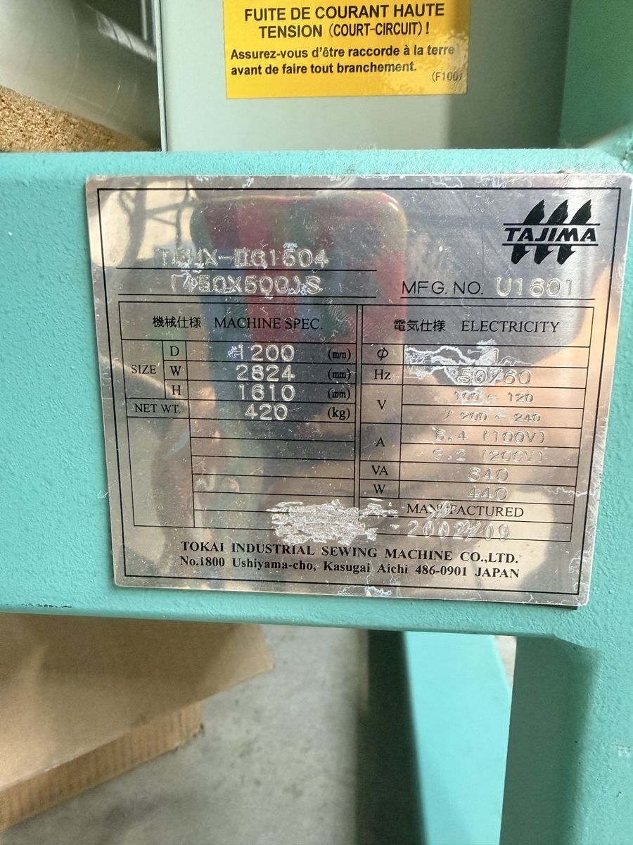 Tajima TMJX-C1504 Commercial 4-Head Embroidery Machine