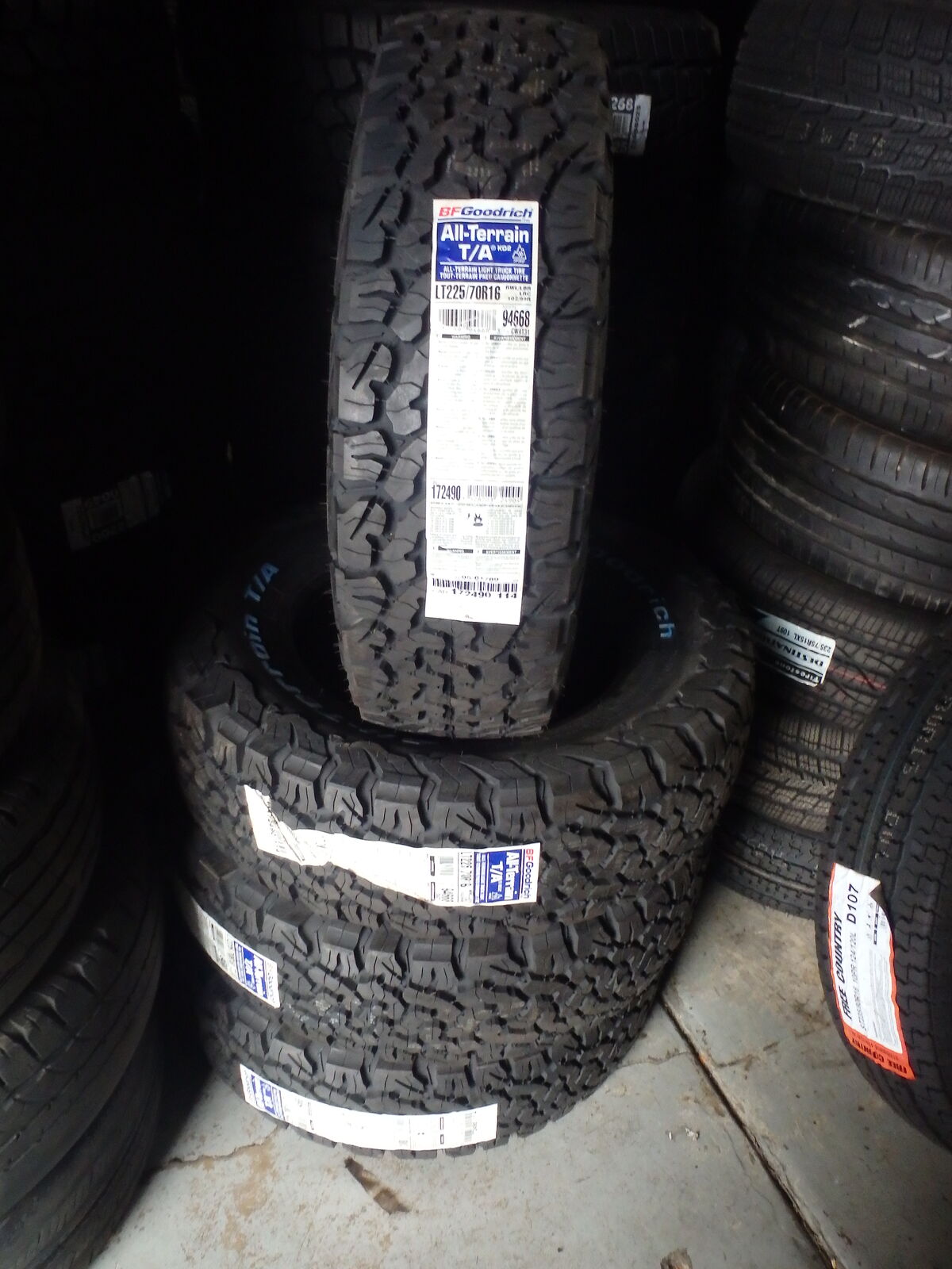 225/70R16 BF GOODRICH ALL TERRAIN T/A SET OF NEW TIRES