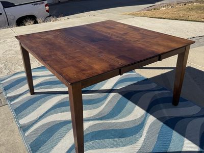 Wooden Dining Table with Leaf from Center