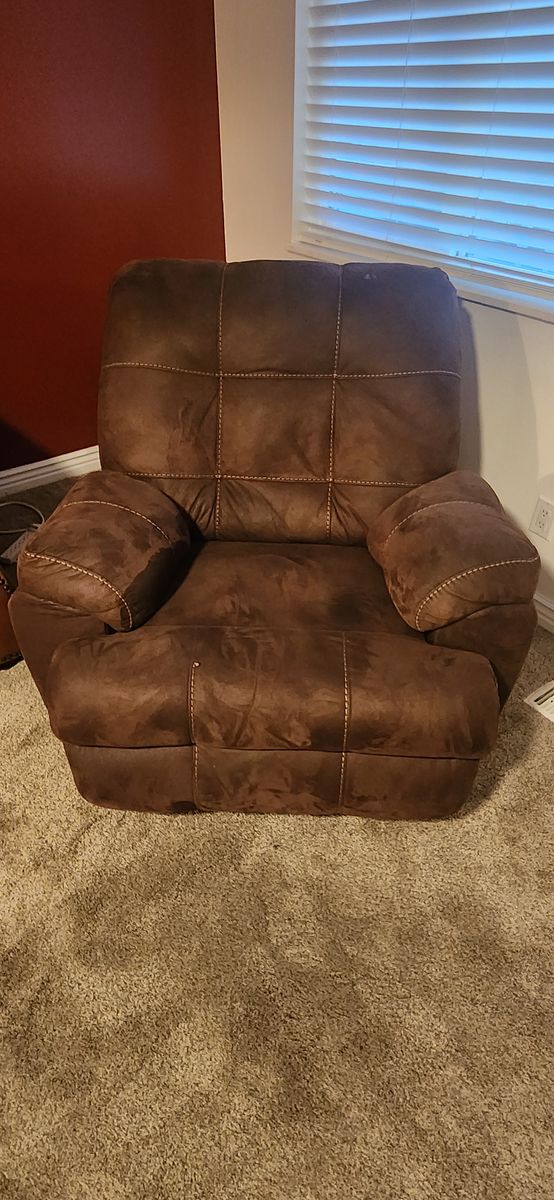 Suede rocker recliner