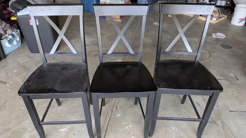 solid oak bar stool chairs. Black