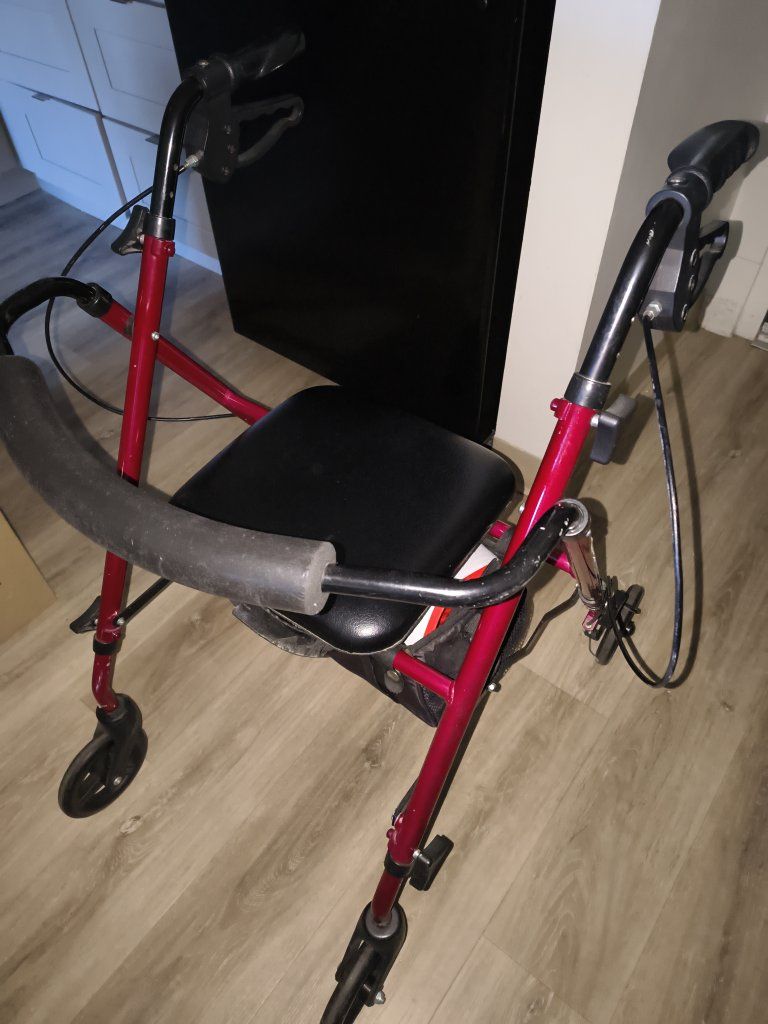 Red Mobility Rollator Walker with Seat and Storage