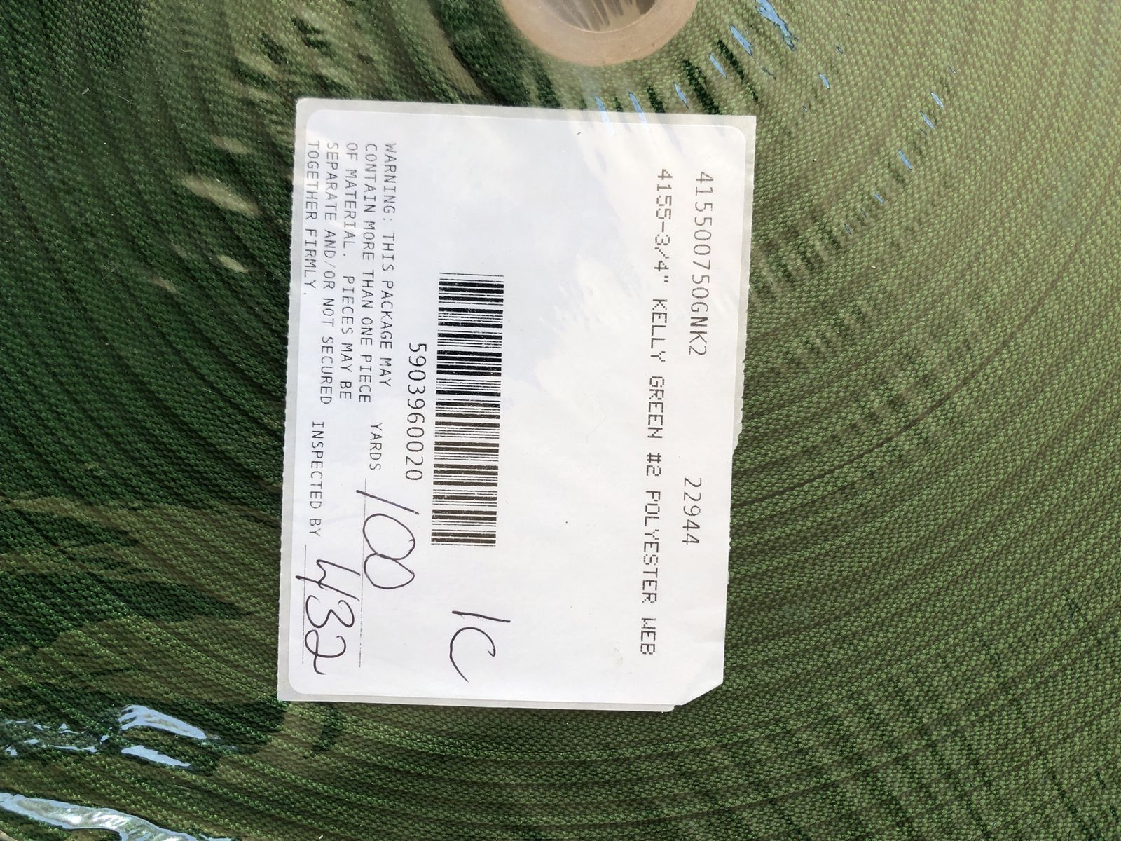 Kelly Green #2 Polyester Webbing 3/4" x 100 Yards - Fabric & Sewing Materials