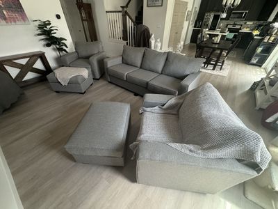 Couch, 2 chairs and 2 ottomans. Priced to sell!