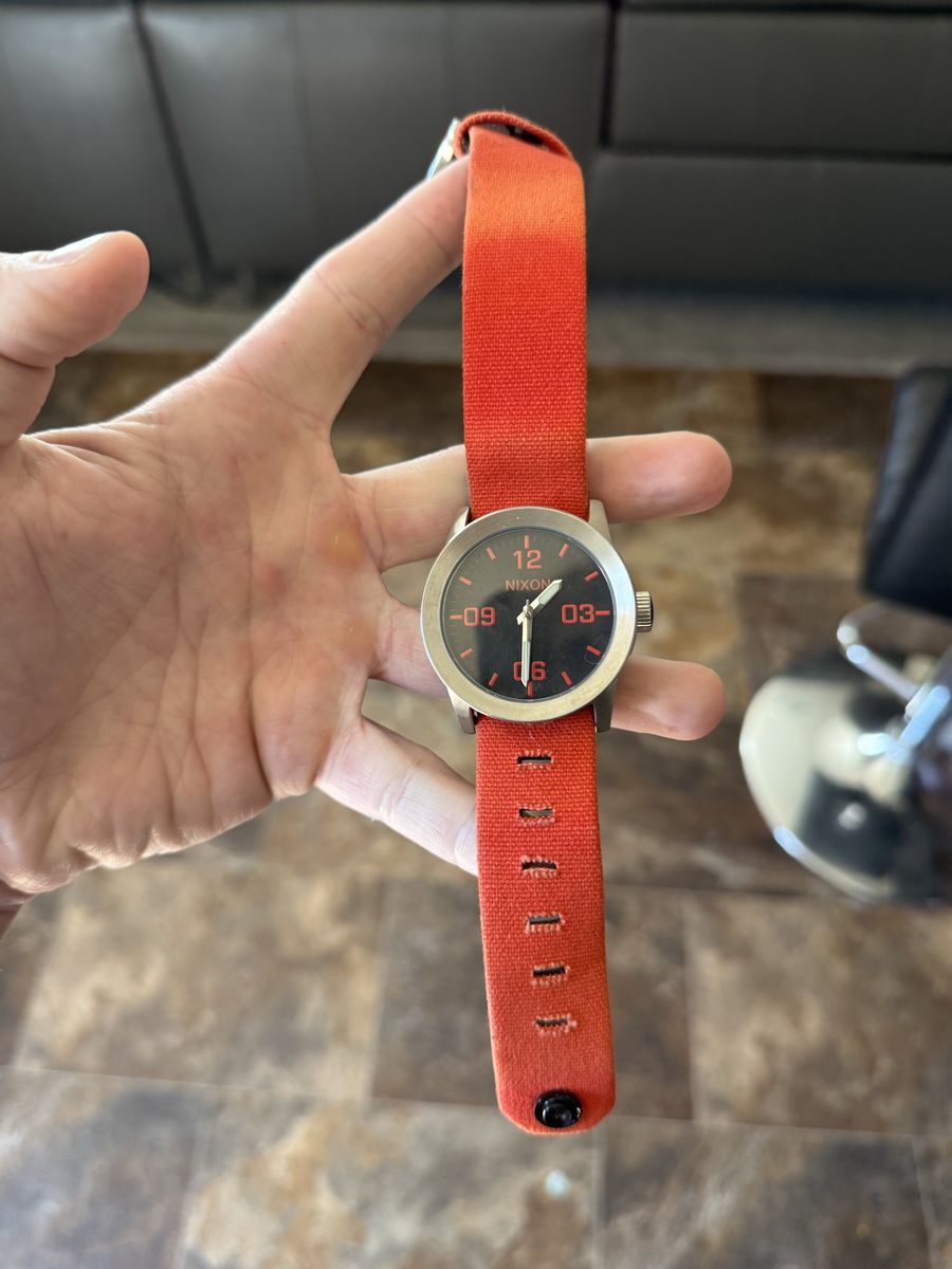 Nixon Corporal Stainless Steel Watch with Red/Black Nylon Strap, 48mm Case