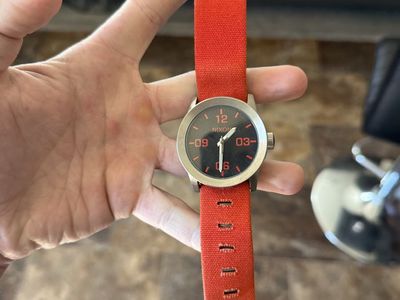 Nixon Corporal Stainless Steel Watch with Red/Black Nylon Strap, 48mm Case