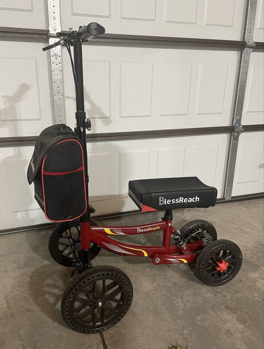 BlessReach Knee Scooter w/removable canvas storage/bag - Red