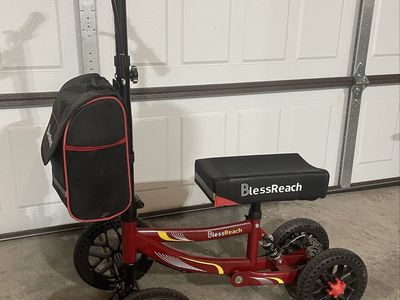 BlessReach Knee Scooter w/removable canvas storage/bag - Red