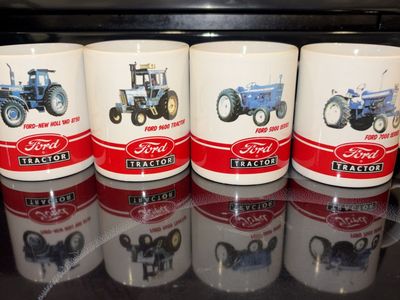 Set of 4 Official Ford Tractor Coffee Mugs – Licensed Collectible 10 oz