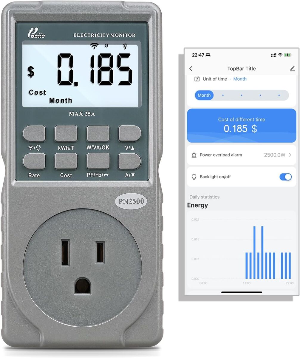 PN2500 Electricity Usage Monitor Wi-Fi Wireless (60-240V, 25Amp)
