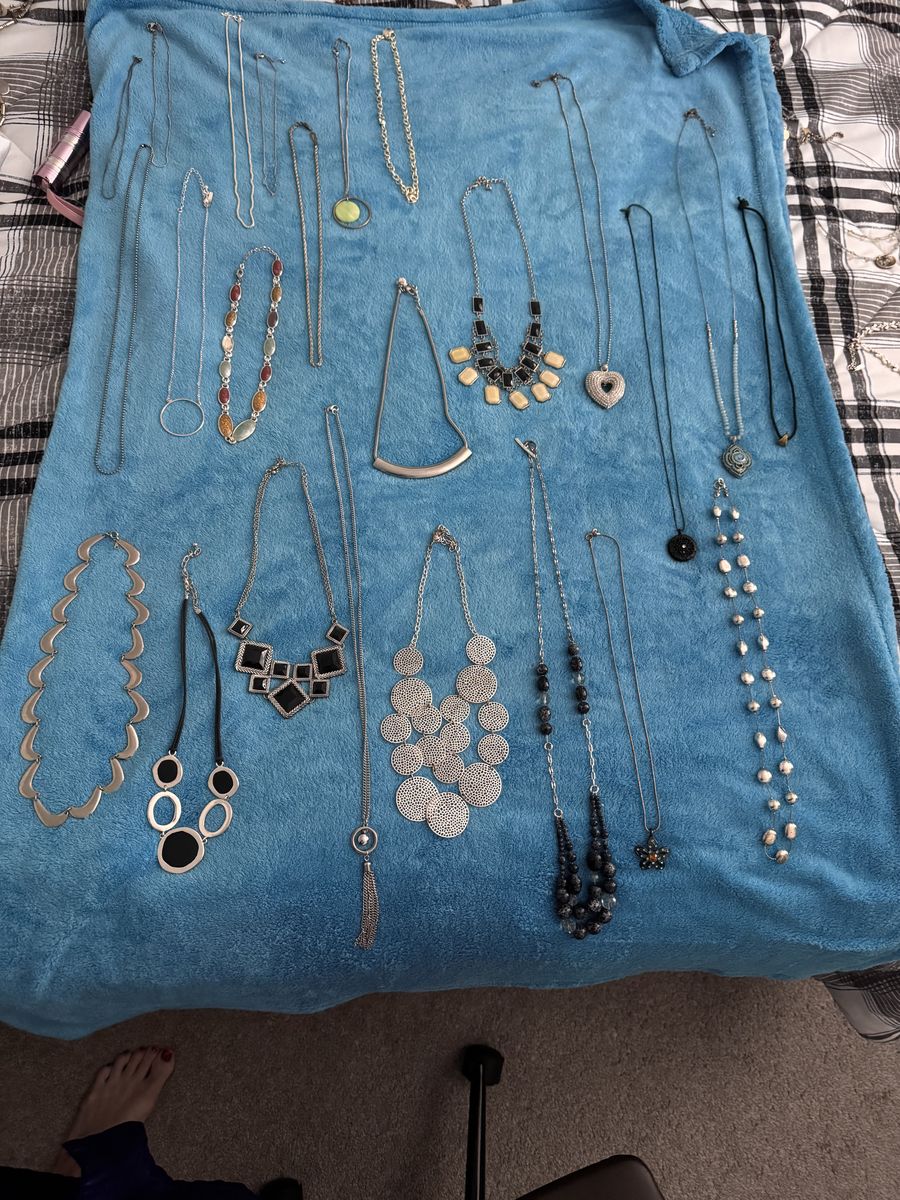Large Lot of Assorted Necklaces - Various Styles & Materials, Some With Gemstone Accents