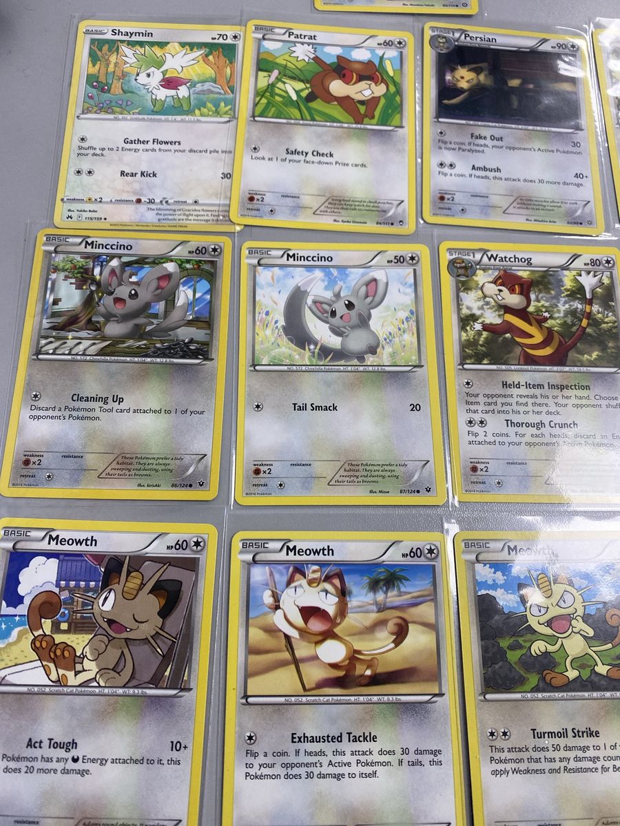 Lot of Pokemon Trading Cards - Meowth, Minccino, Patrat, Persian