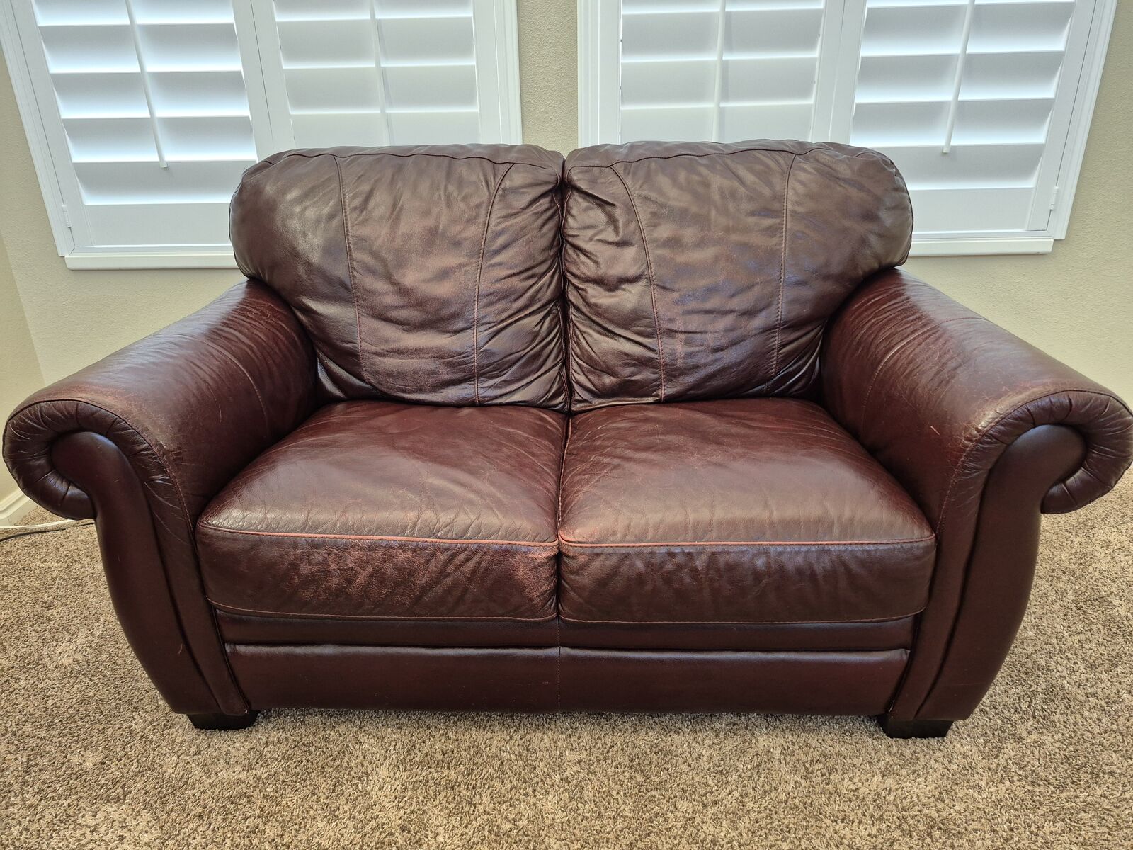 Burgundy Leather Loveseat