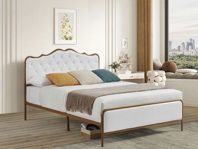 Brand New Queen Size Classic Buckle Backrest Platform Bed Frame