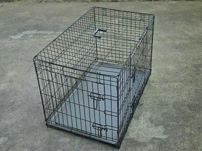 36" Large Dog Kennel Metal Cage Pet Crate Folds 2 Doors