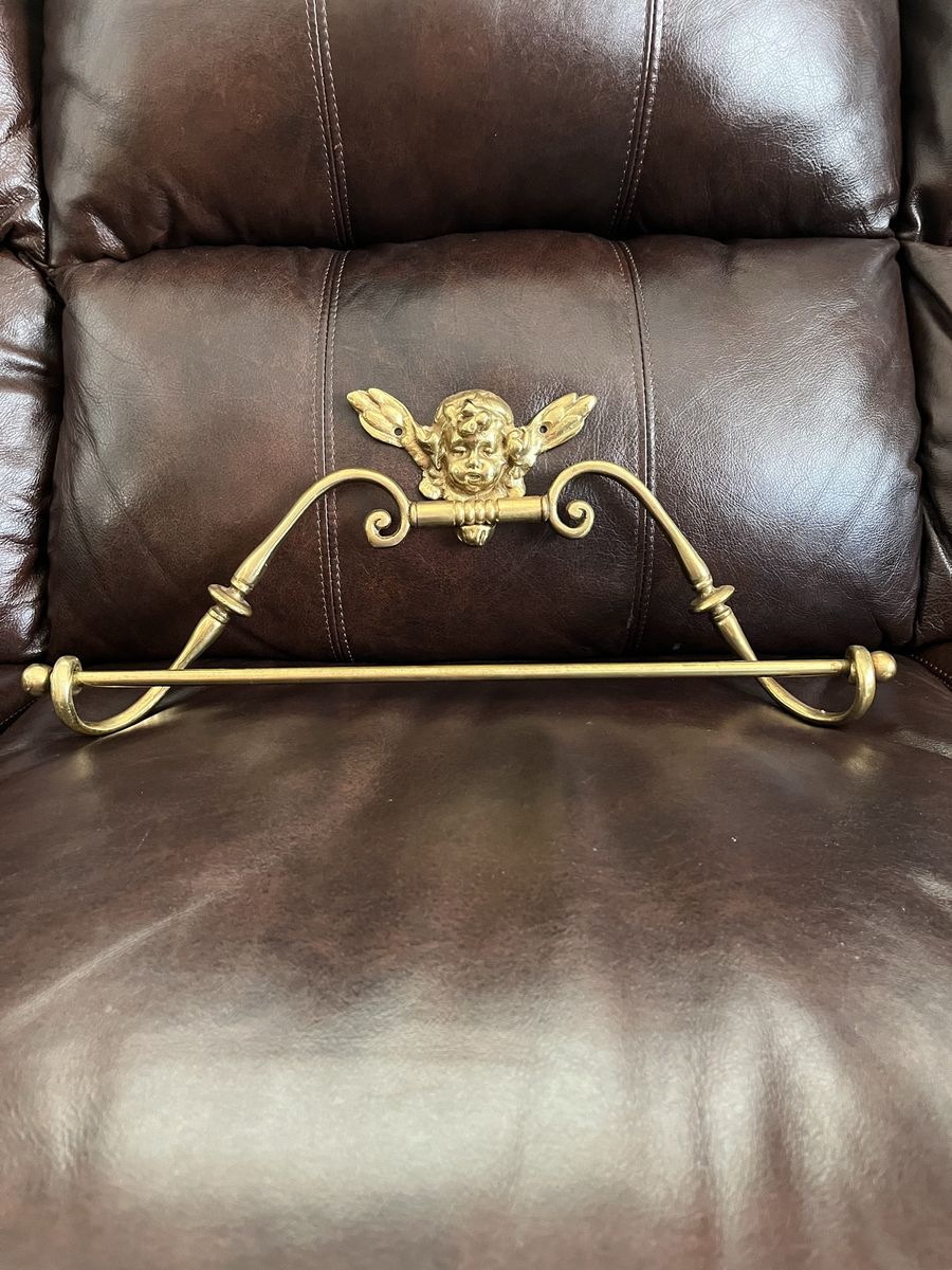Fancy Solid Brass Towel Bar with a Cupid - Vintage