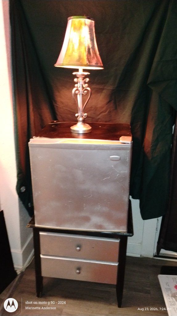 Avanti Compact Mini Fridge with 2-Drawer Stand and Lamp