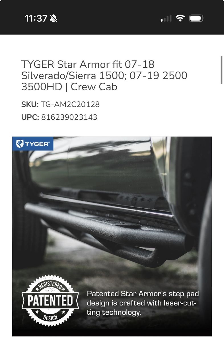 TYGER ARMOR CHEVY/GMC RUNNING BOARDS KIT