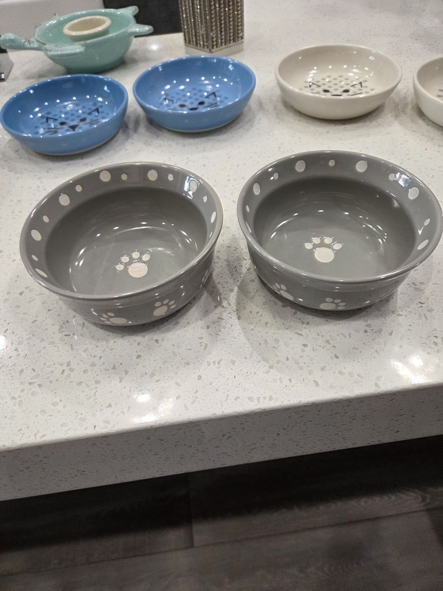2 sets of dog bowls