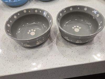 2 sets of dog bowls