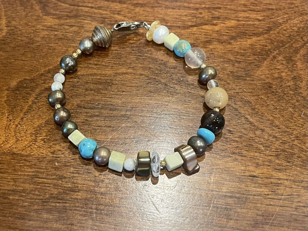 Multi Gemstone Bracelet W/ Sterling Silver Clasp