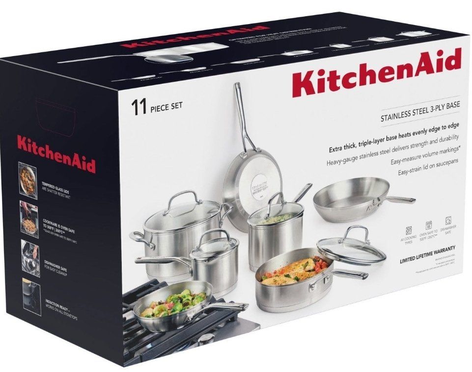KitchenAid 11-Piece 3-Ply Base Stainless Steel Coo
