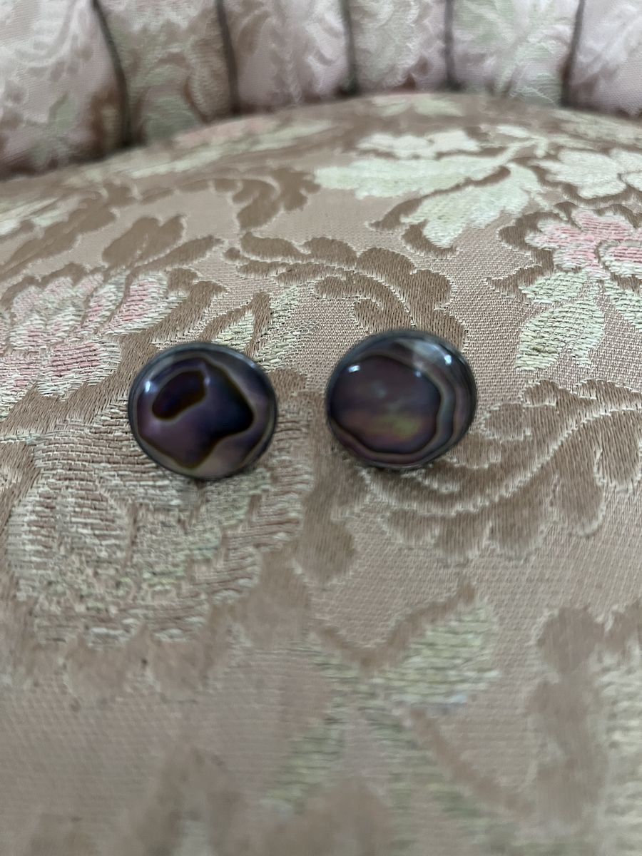 1930's Sterling Silver and Mother of Pearl Earrings - Vintage/Antique