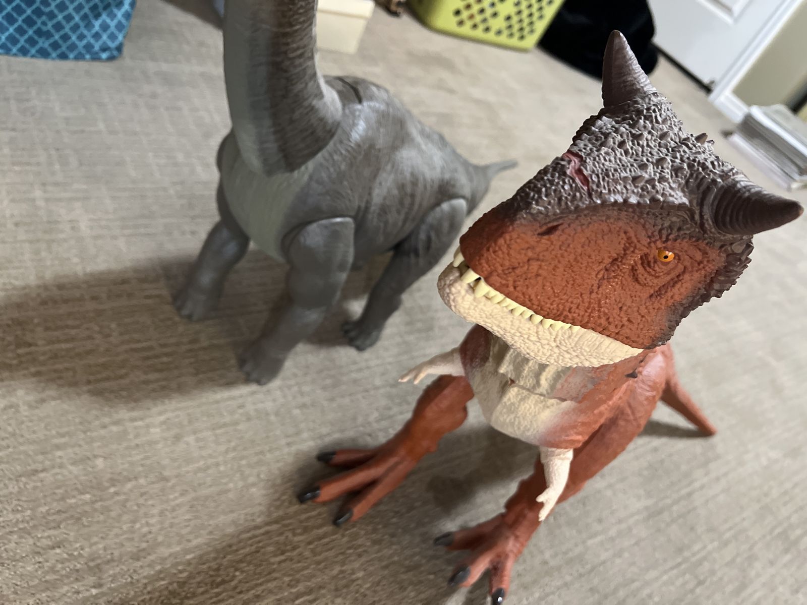 Jurassic World Dinosaur Toys - Carnotaurus & Brachiosaurus Figure Lot - Used Good Condition