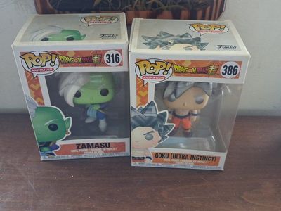 Funko Pop Dragon Ball Super Zamasu #316 and Goku Ultra Instinct #386
