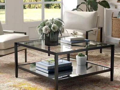 Brand New Modern Glass Blackened Bronze Coffee Table