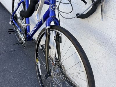 Giant Blue Road Bike with Drop Handlebars and Disc Brakes