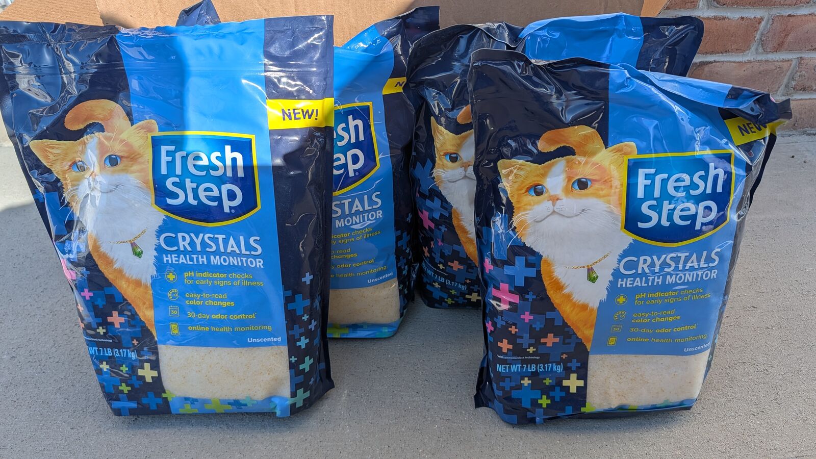 4 x Fresh Step Crystals Cat Litter Health Monitor Unscented 7lb